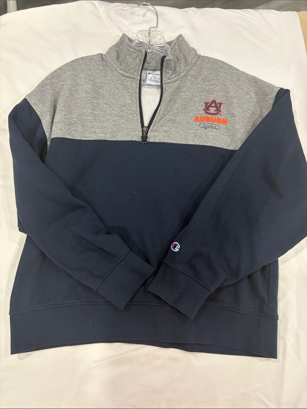 Champion Gray and Navy Auburn Tigers Quarter-Zip Pullover